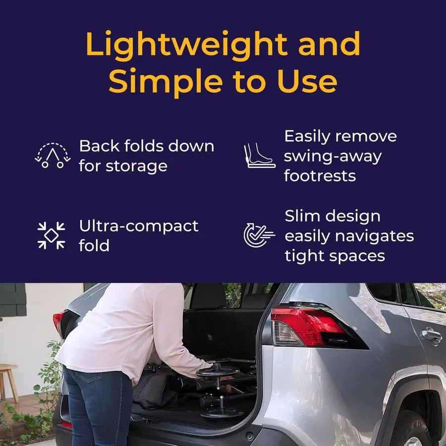 Lightweight Folding Transport Wheelchair Reliable Mobility Support Durable Steel Frame SwingAway Footrests Compact Travel Desig