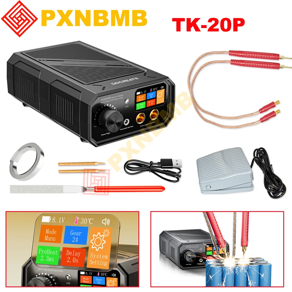 

10000W Spot Welder TFT Color High Power Portable Pedal Spot Welding Machine DIY 0.3mm Nickel Strip for 18650 Lithium Battery New
