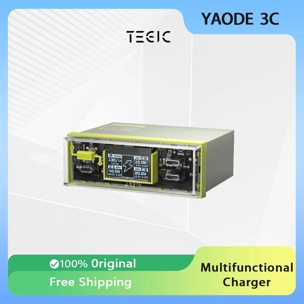 

TEGIC 130W Charger Charger Station Multiple 3C1A PD PPS QC OLED Display Screen Portable Desktop Fast Charging For Laptop Phone