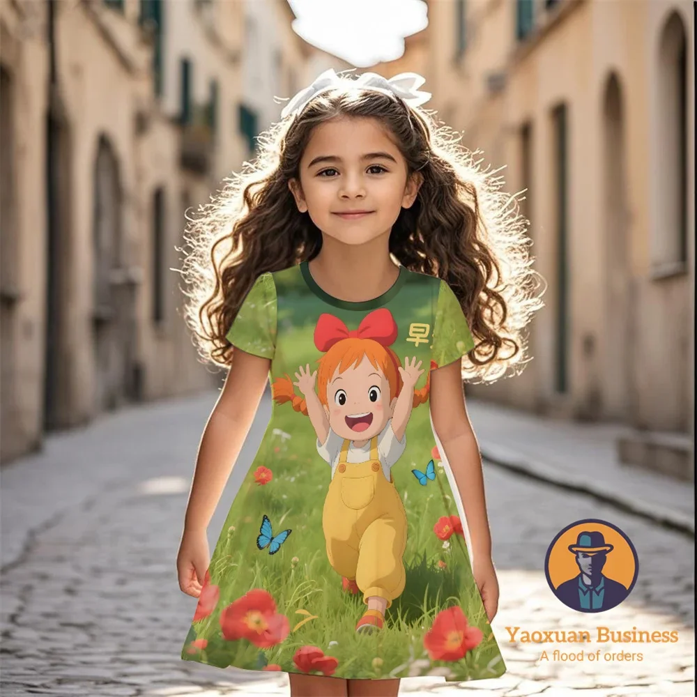 

2025 New Ponyo Girls Kids 3D Printed Dress Cool Cute Pretty Summer Kids Fashion Dress​