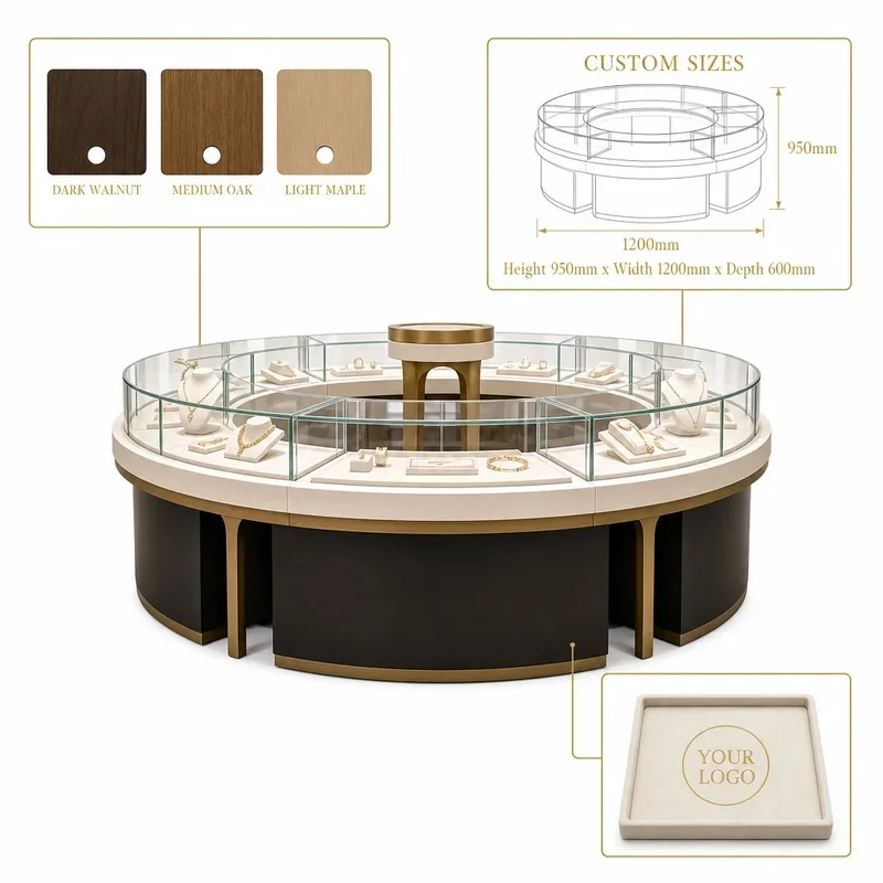 custom.GZowin Eco-Friendly Durable Jewelry Cabinet & Watch Display Kiosk with LED Lighting Customizable Dimensions Jewelry S