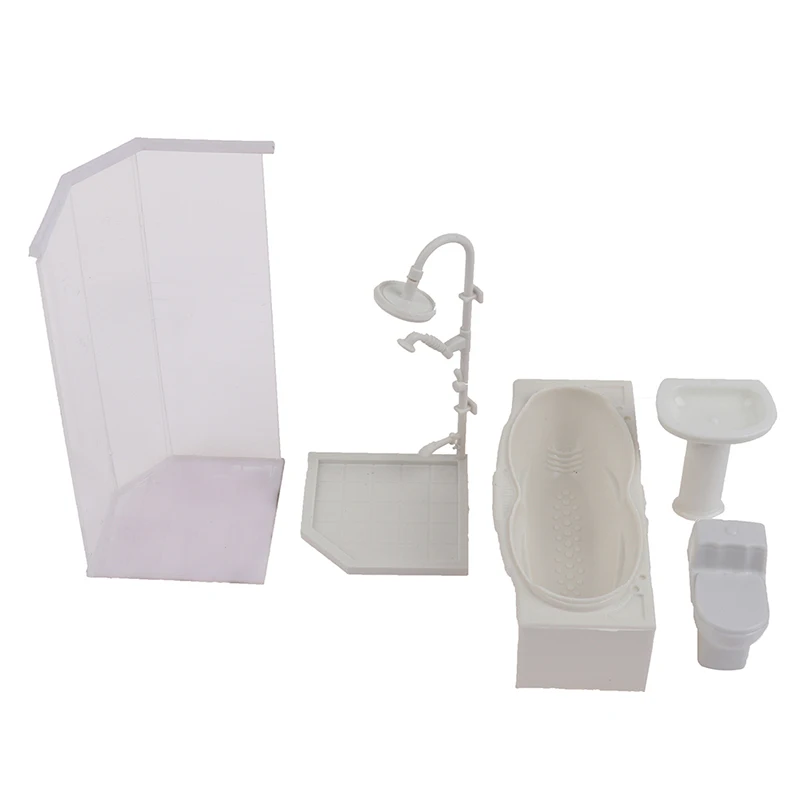 1:25 Dollhouse Miniature Bathroom Set Shower Room Toilet Bathtub Sink Model Toy