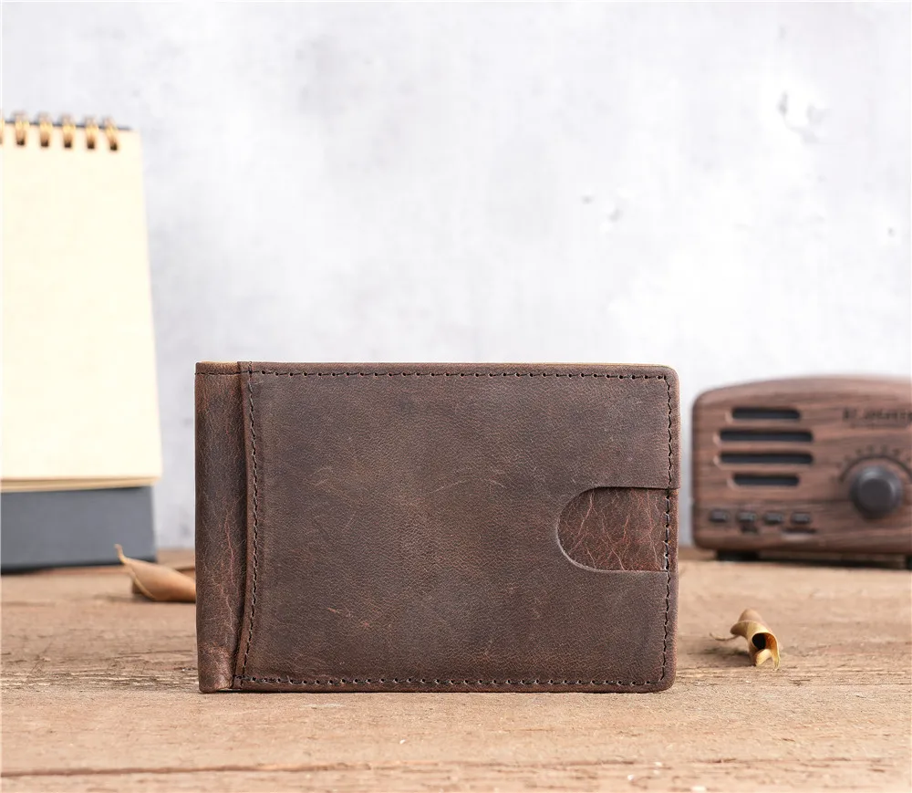 

6032 Мужской кожаный двойной многофункциональный кошелек Crazy Horse с коротким зажимом для денег в стиле ретро, сумка для карт для отдыха