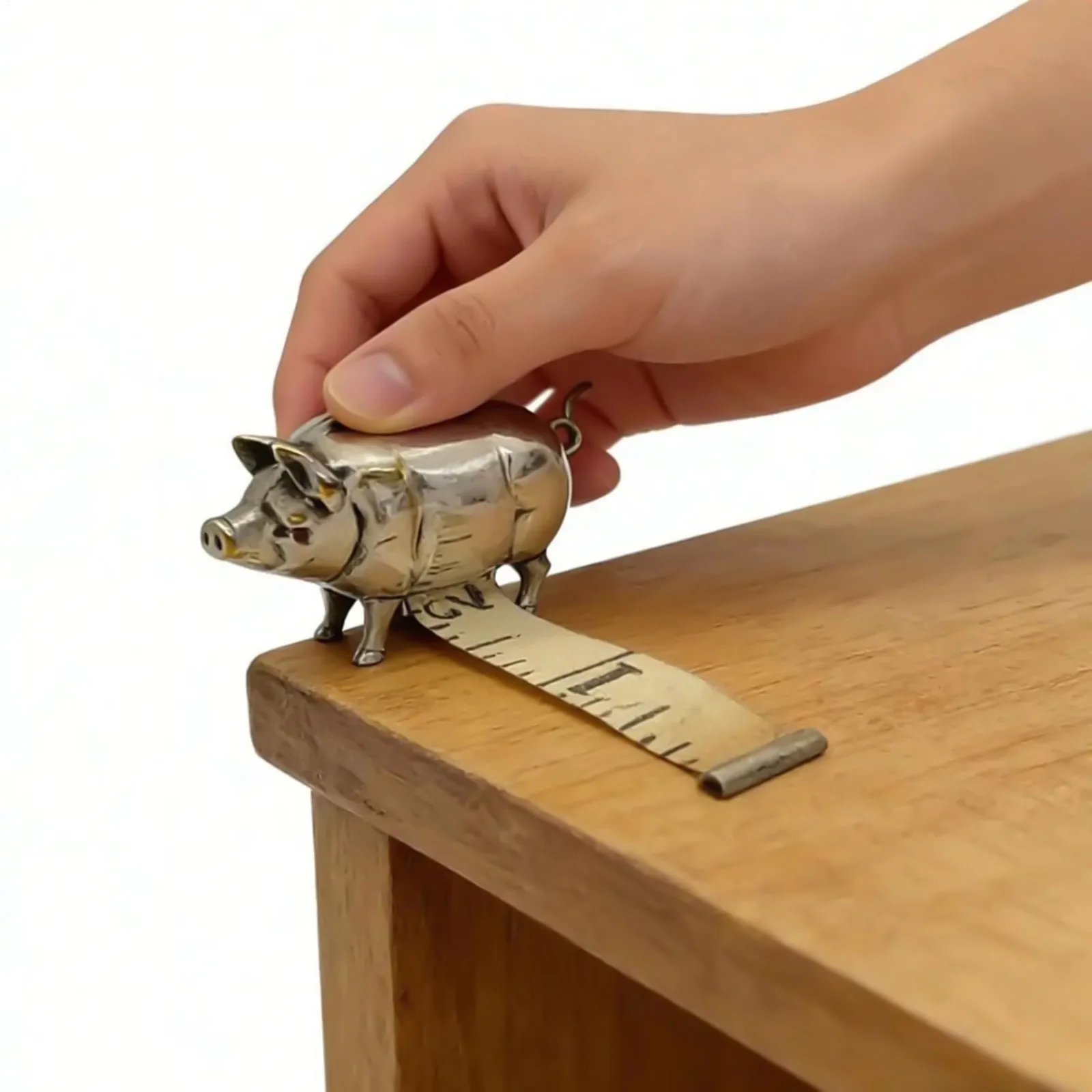 Vintage Metal Pig Mini Tape Measure Antique-Inspired Portable DIY Sewing Craft Tool for DIY Projects and Gift Ideas