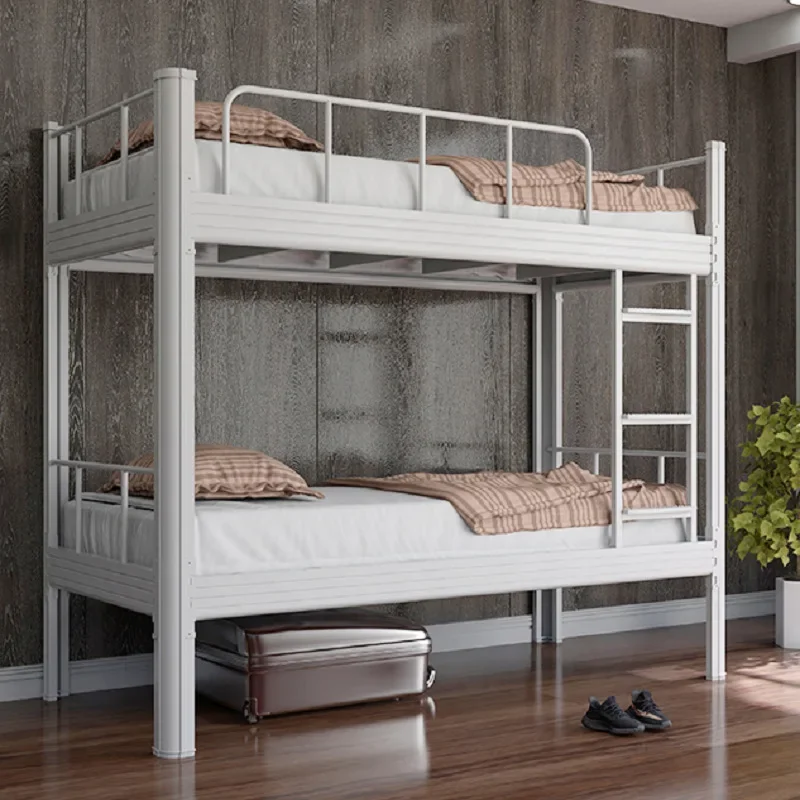 Large metal steel bunk beds, sturdy two-story construction, suitable for youth and student dormitories