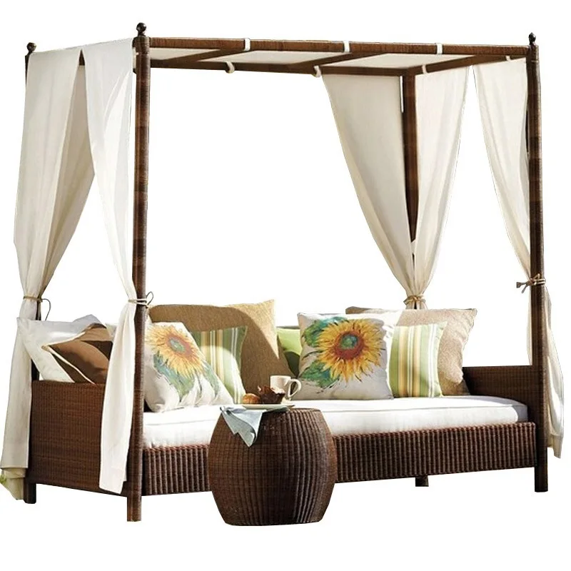 

Уличная кровать, отдых на балконе, кресло из ротанга на открытом воздухе во дворе