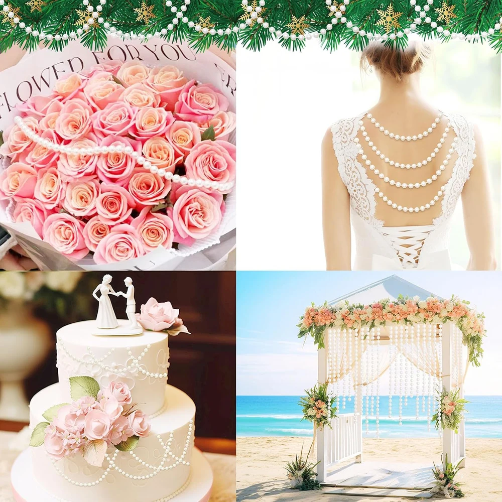 5 Yards Perlenkette aus Kunstperlen, Perlenkette für Bastelarbeiten, Perlenfischschnur für DIY-Blumendekorationen, Hochzeiten, Events und Partys – Detail 8