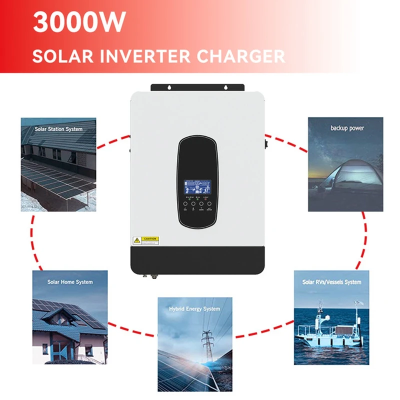 ECGSOLAX 1.8KW 3KW Hybrid Solar Inverter 12V 24V 230V With Max 80A MPPT Charge Controller PV Max 450VDC Pure Sine Wave Inverter