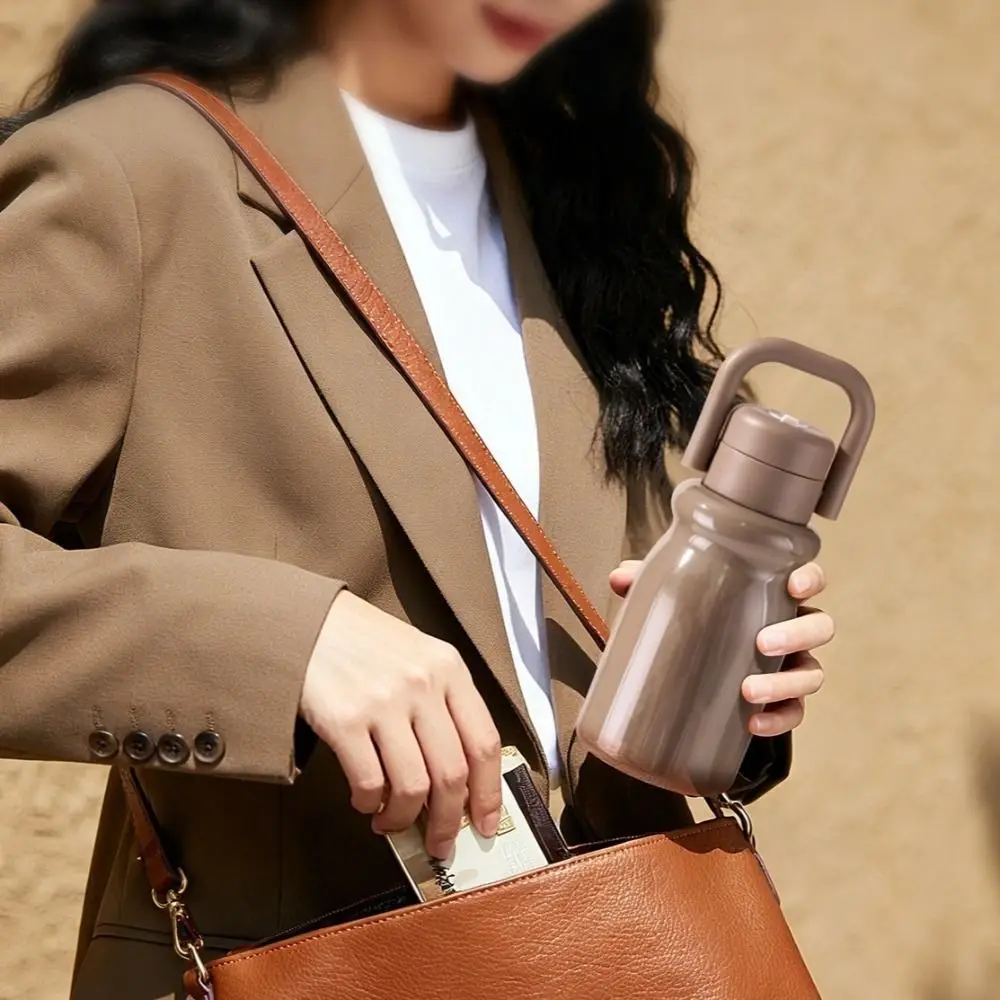 Stainless Steel Dual Drink Thermos 450ml Leakproof Travel Mug with Handle Portable Insulated Water Bottle Camping Activities