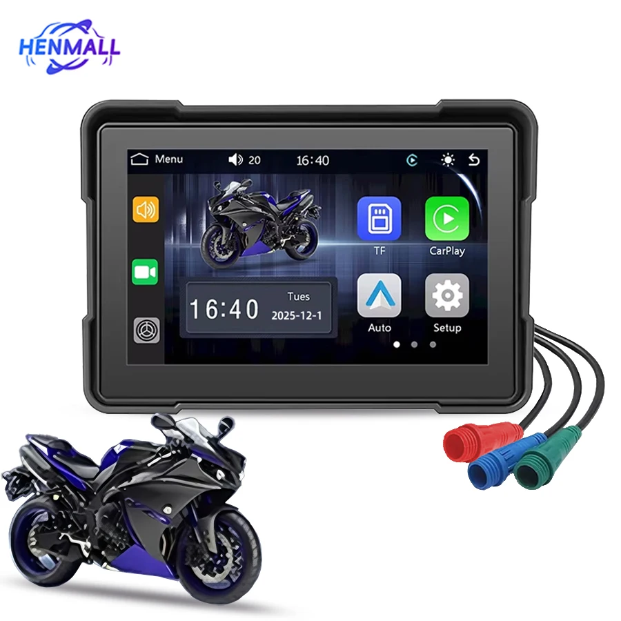New 5 Inch Portable Motorcycle Screen Dual Bluetooth With Recording Function Support Carplay and Android Auto Car DVD Player