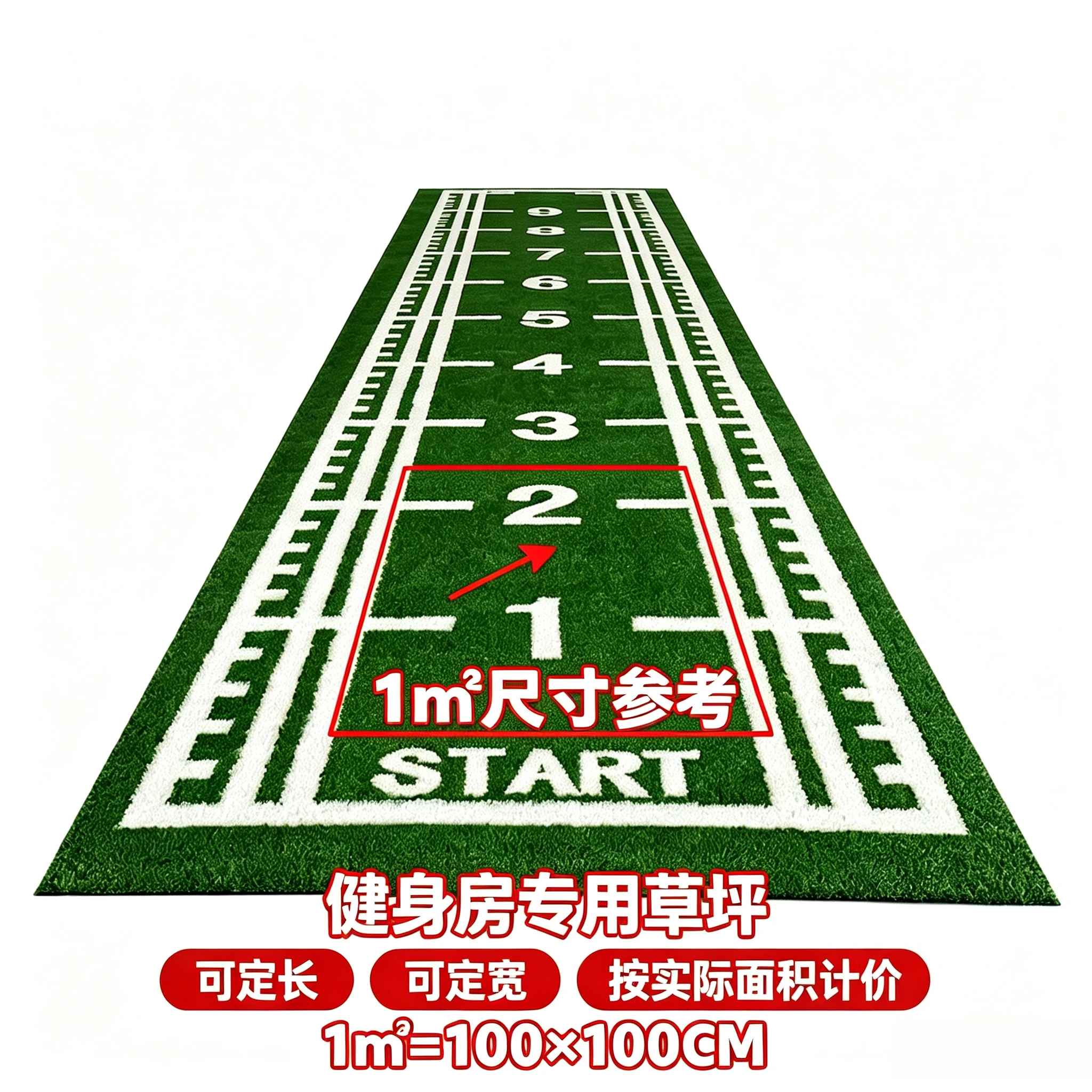Custom Gym Turf Mat, Adjustable Length & Width, Priced by Area, 100×100CM /Sq.m
