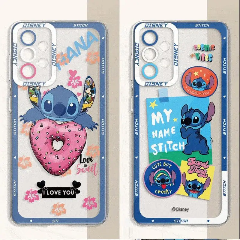 Disney Stitch Case for Samsung Galaxy A35 A55A53 A54 A73 A34 A33 A25 A24 A13 A14 A15 5G Transparent Soft