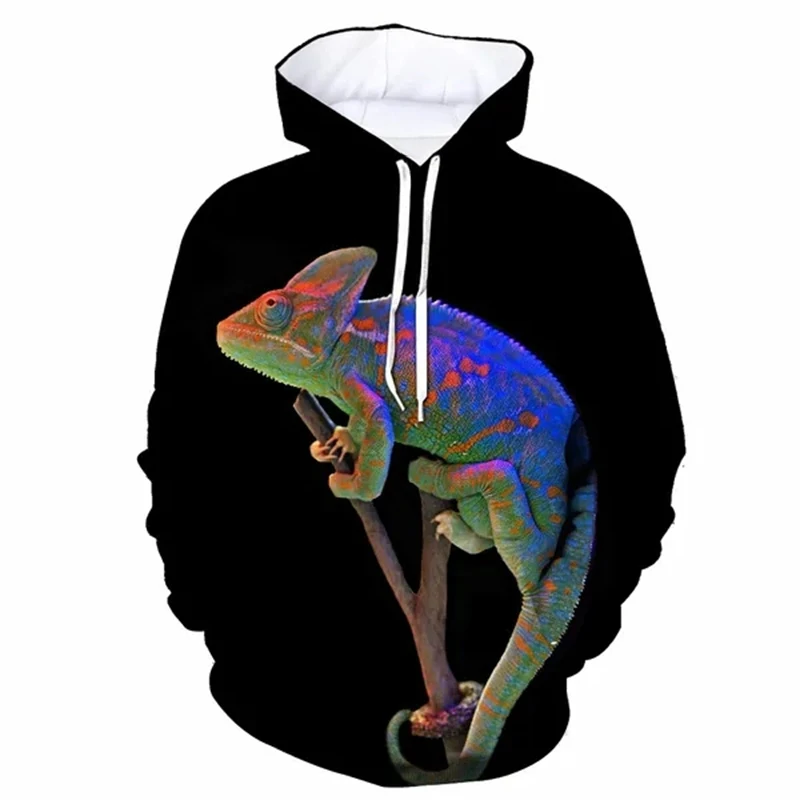 Animal Chameleon Lizard 3D Print Hoodies Men Women Streetwear Oversized Sweatshirts Hoodie Kids Pullovers Tracksuit Man Clothing