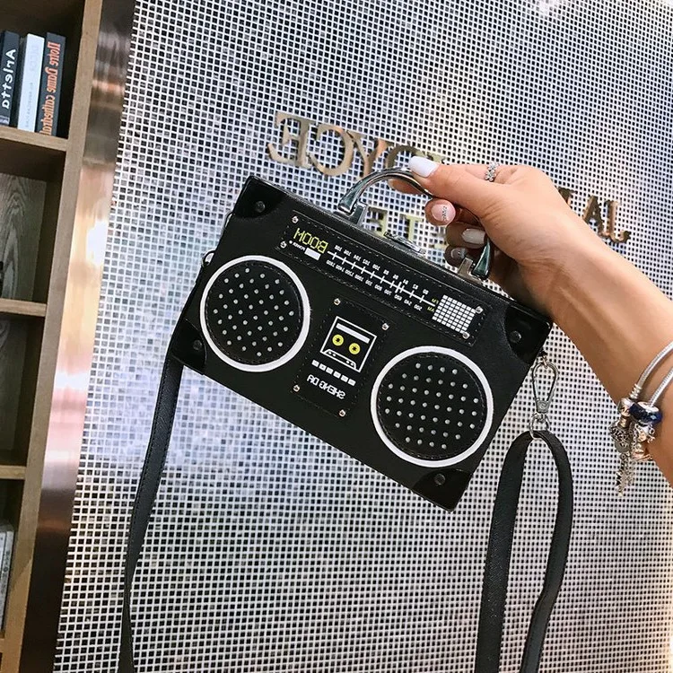 Radio Bag Box, Single Shoulder Crossbody Bag, European and American Creative Personality, Funny Cross-Border Handbag for Women