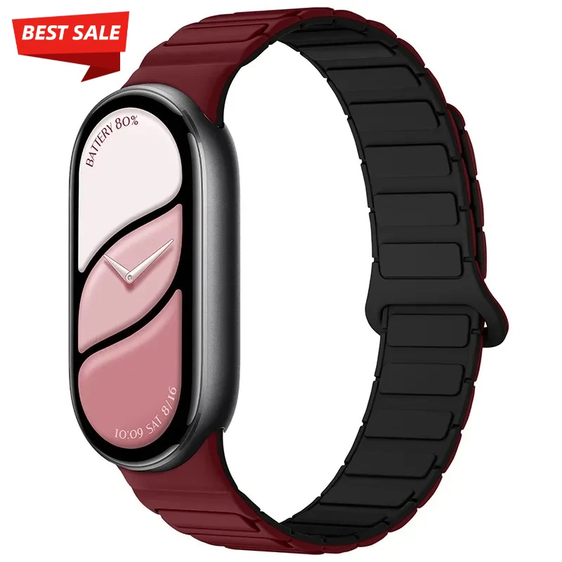 Neues Silikon-Sportarmband für Xiaomi Watch 10/9/8 Zweifarbiges Magnetarmband für Miband 10 NFC Smartwatch Ersatz-Armband