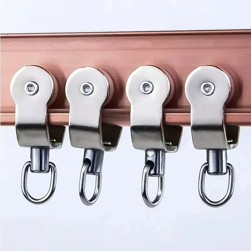 

30Pcs Aluminum Alloy Straight Curved Track Reinforced Hanging Wheel Shower Curtain Hook Pulley Hardware Accessories