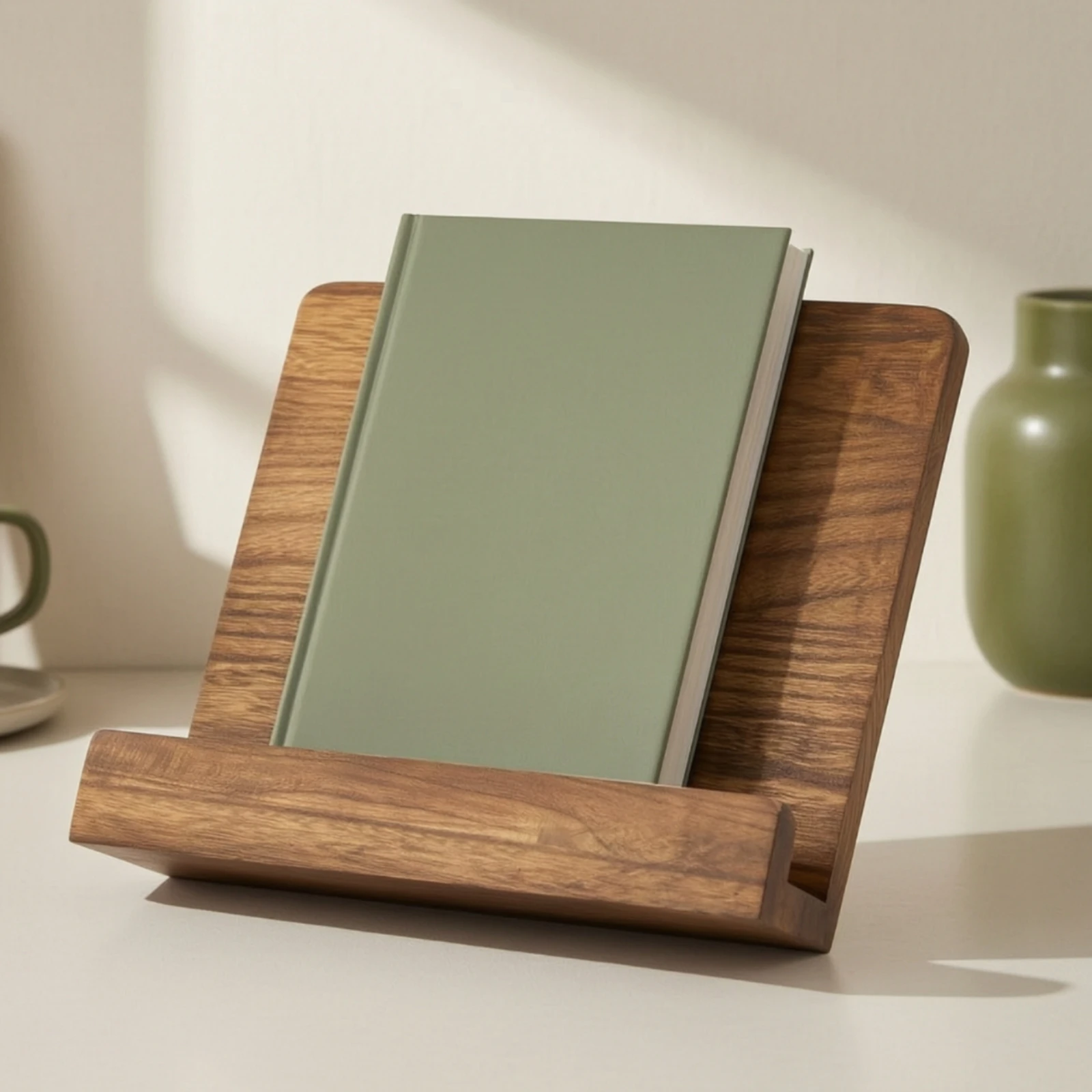 Wooden Book Stand Freestanding Desktop Book Stand Desk Easel Foldable Holder Compact for Readers, Tabletop, Kitchen Counter