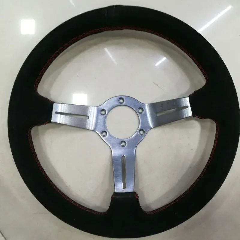 

Refitting 13 Inch Racing Car, 14 Inch Concave Athletic Personality Leather Frosted Leather Universal Steering Wheel