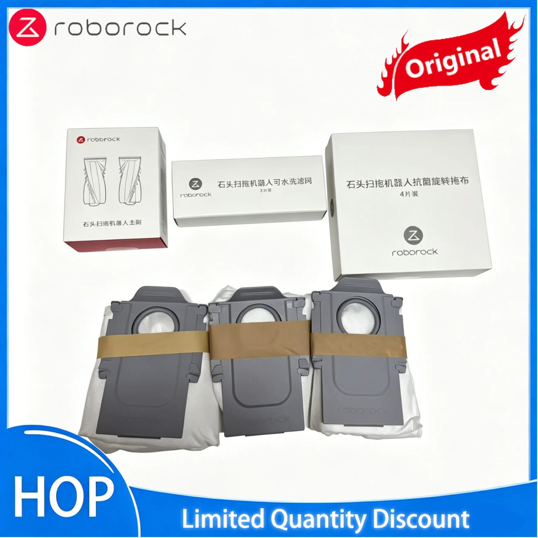New 100% HEPA Filter Mop Cloth Dust Bag Main Roller Side Brush Spare Parts Original Roborock Qrevo CurvX Accessories