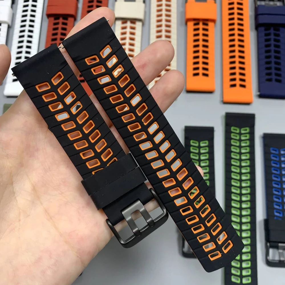 삼성 기어 S3 클래식/워치3 45mm용 22mm 손목 밴드, 화웨이 워치 GT6 프로 스마트워치용 실리콘 스포츠 스트랩 팔찌