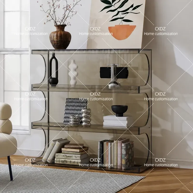 Solid Wood Tea Dining Side Cabinet Multi Layer Floor Display Storage Bookshelf Living Room Sofa Storage Cabinet