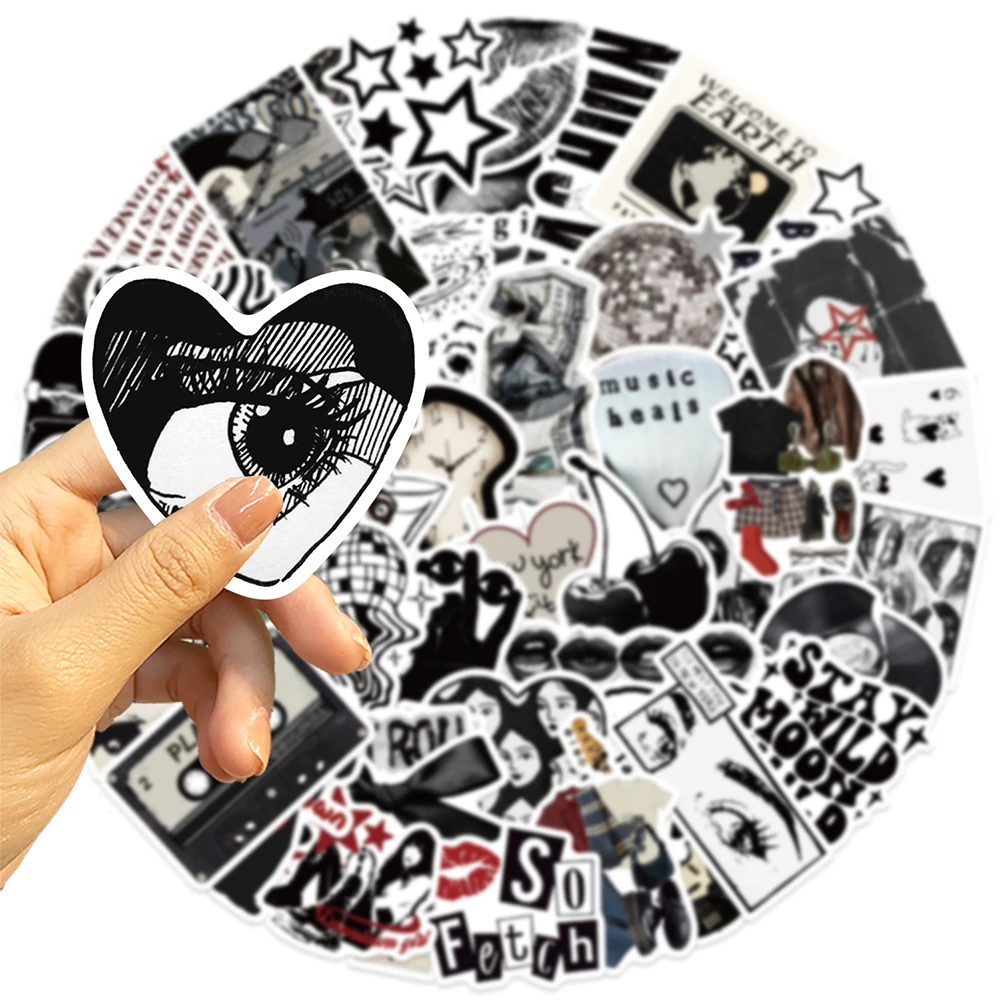 10/30/50PCSสีดําY2Kการ์ตูนความงามสติกเกอร์กันน้ําGraffitiโทรศัพท์กรณีแล็ปท็อปRetro INSสไตล์Coolสติกเกอร์ตกแต่ง