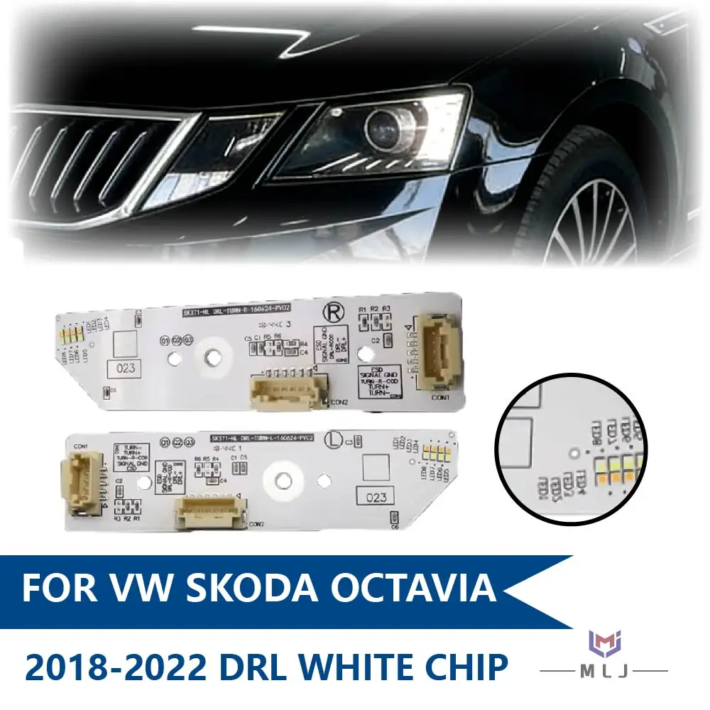 

For Volkswagen Skoda Octavia 2018-2022 Headlight White Light Angel Eye Light Source Board DRL Ballast Chip Car Accessories