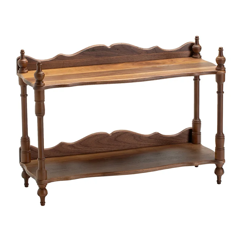 French retro solid wood cup holder retro desktop countertop coffee cup rack jewelry perfume display shelf
