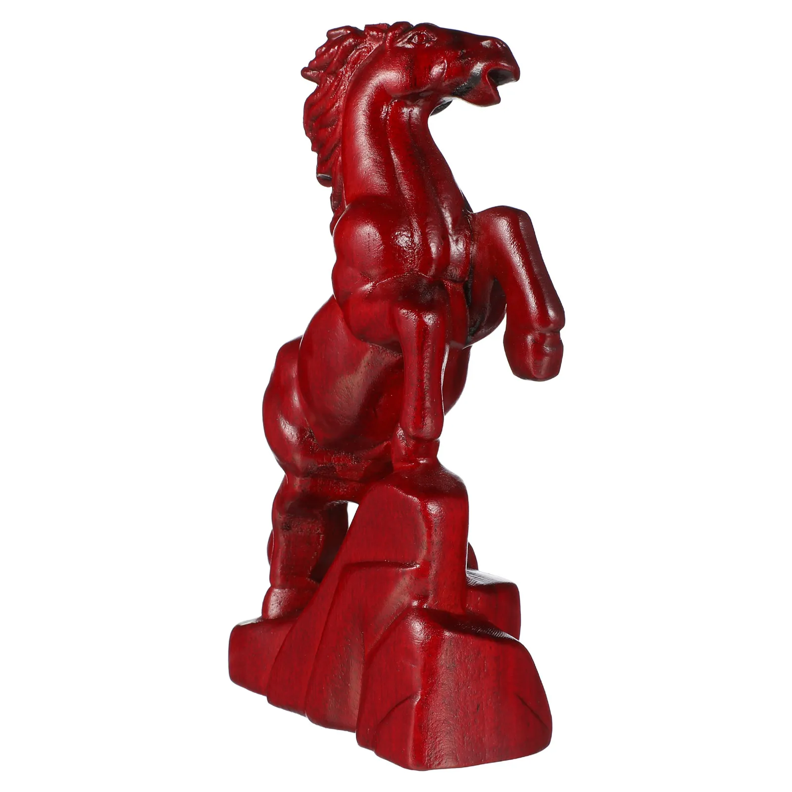 Standing Horse Figurine for Horse Enthusiasts, Adding Visual Appeal, 14.00 cm Hand-Carved Red Wooden Ornament, 1 Pc