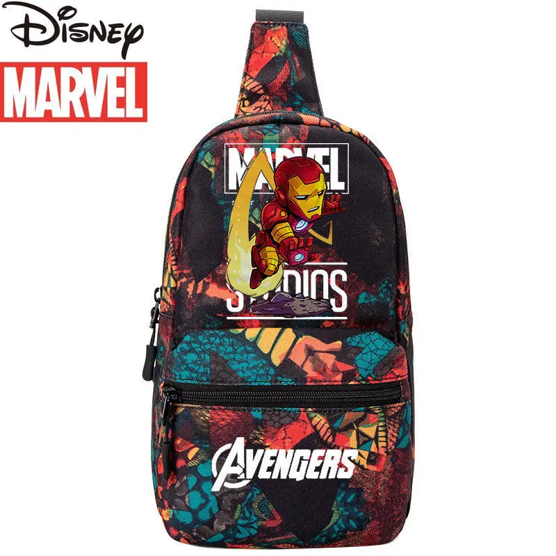 Disney Marvel Iron Man 2022 New Student Oblique Bag Cartoon Cute Boy Pocket Large Capacity Multifunctional Student Chest Bag