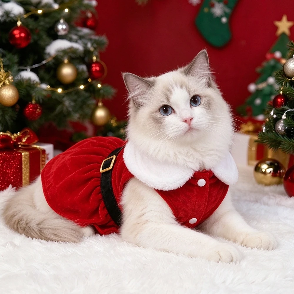 Süße Katzenkleidung für Weihnachten, Cosplay, lustige Haustiere, Kostüm, Weihnachtsmann, verkleiden sich für kleine, mittelgroße Hunde, Katzen, Welpen, Kitty, Sphynx, Mops – Detail 10