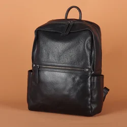 Stylish New Arrival Black Leather Backpack for Business Travel with Laptop Compartment