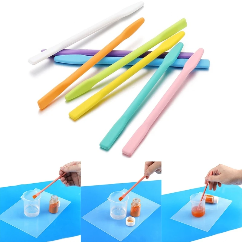 

8 Color Silicone Stir Sticks Reusable Epoxy Stir Sticks Craft Tools for Mixing Resin Paint Liquid Making Glitter Tumble