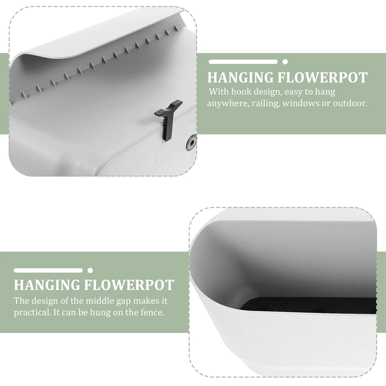 

Multifunctional Railing Planter Container for Balcony Garden Fence Hanging Flower Holder Yard Decor Hanging Plant Pot for Home