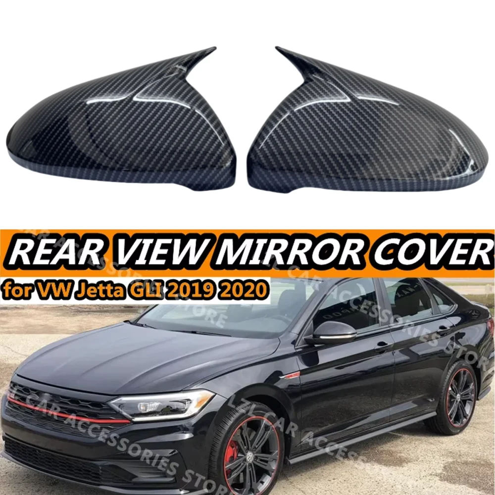 

2x Gloss Black Side Wing Mirror Cover For VW For Volkswagen Jetta GLI 2019 2020 2021 2022 Side Rear View Mirror Cap Cover