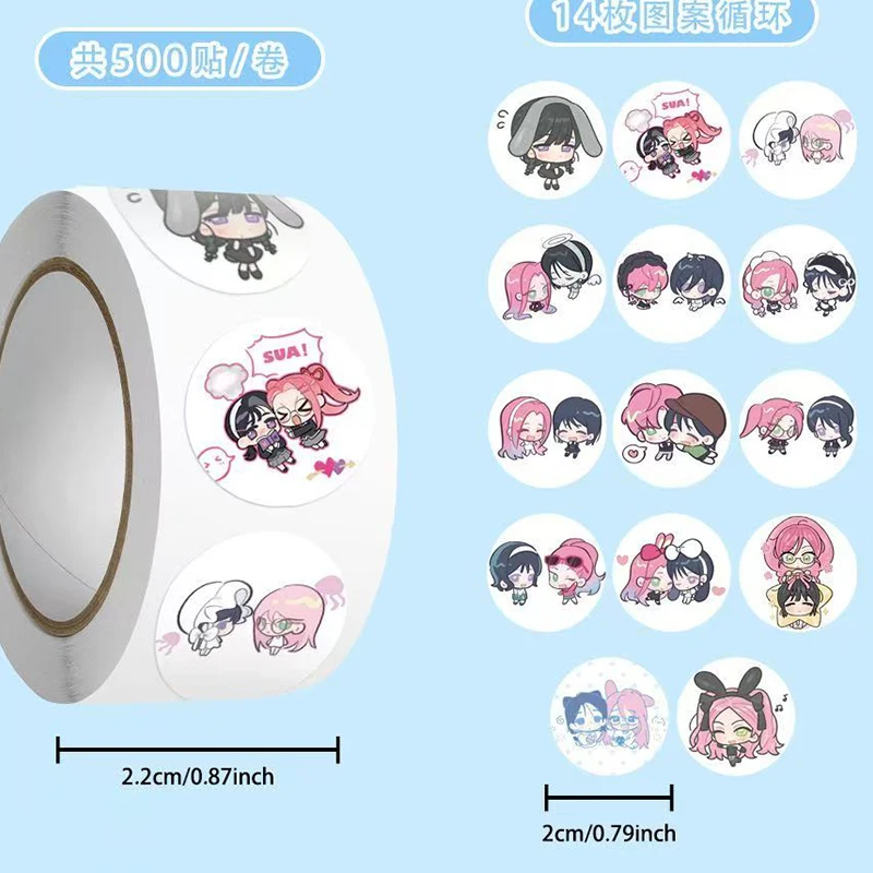 500Pcs/Set Alien Stage Stickers Mizi Sua Chibi Anime Roll Label for Scrapbook Journal Laptop DIY Decoration Gift