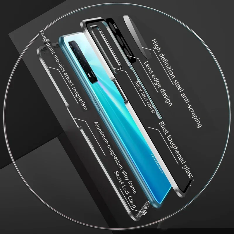 Double Sided Temper Glass Metal Magnetic Phone Case for OPPO Find X3 X5 X8 F23 F25 F27 Pro Plus 5G Full Lens Protect Cover Cases