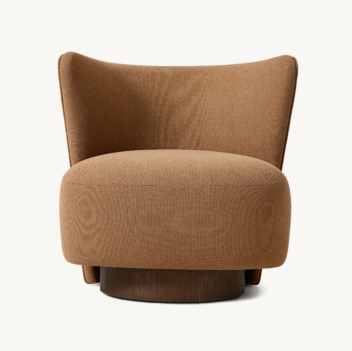LARA  Light  Teddy Fabric Upholstery Leisure Chair With Wood Base Modern Curved Backrest Single Sofa Chair