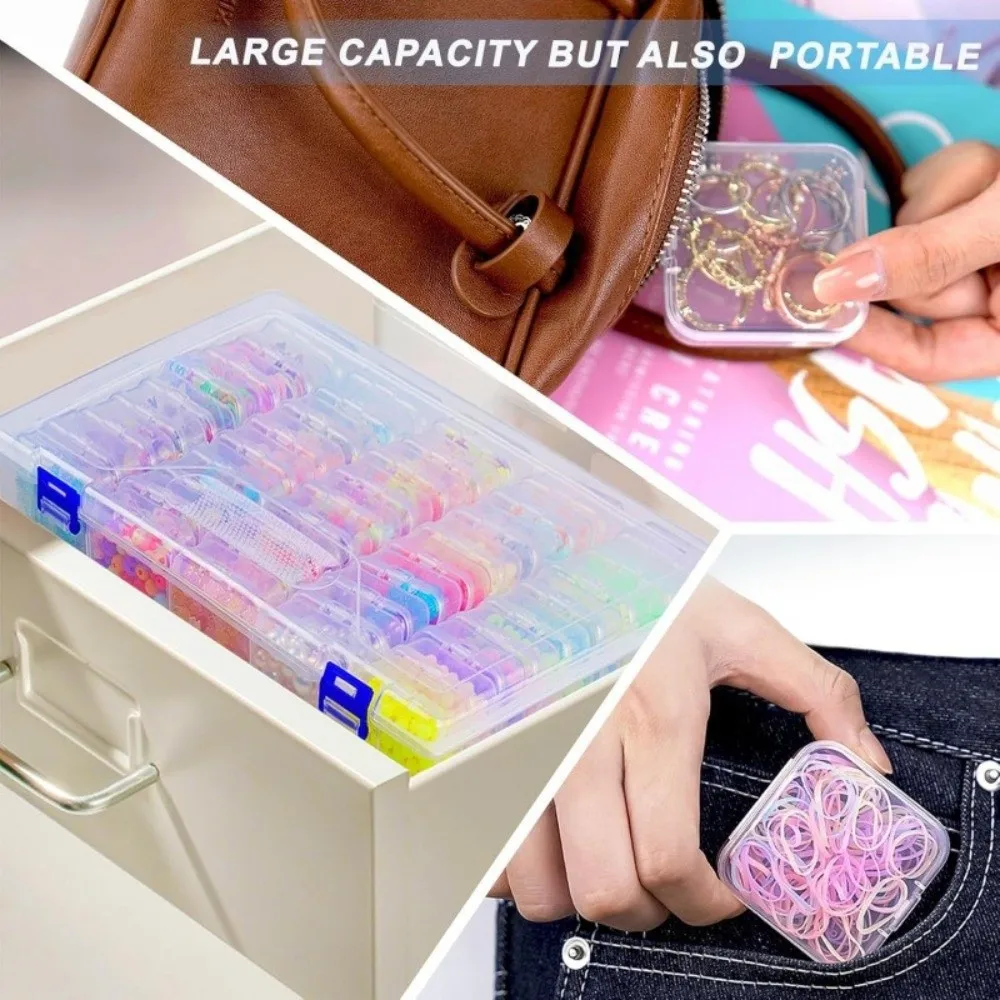 44 Compartments Plastic Storage Box with Dustproof Lid Independent Compartments Bead Organizer Case Transparent