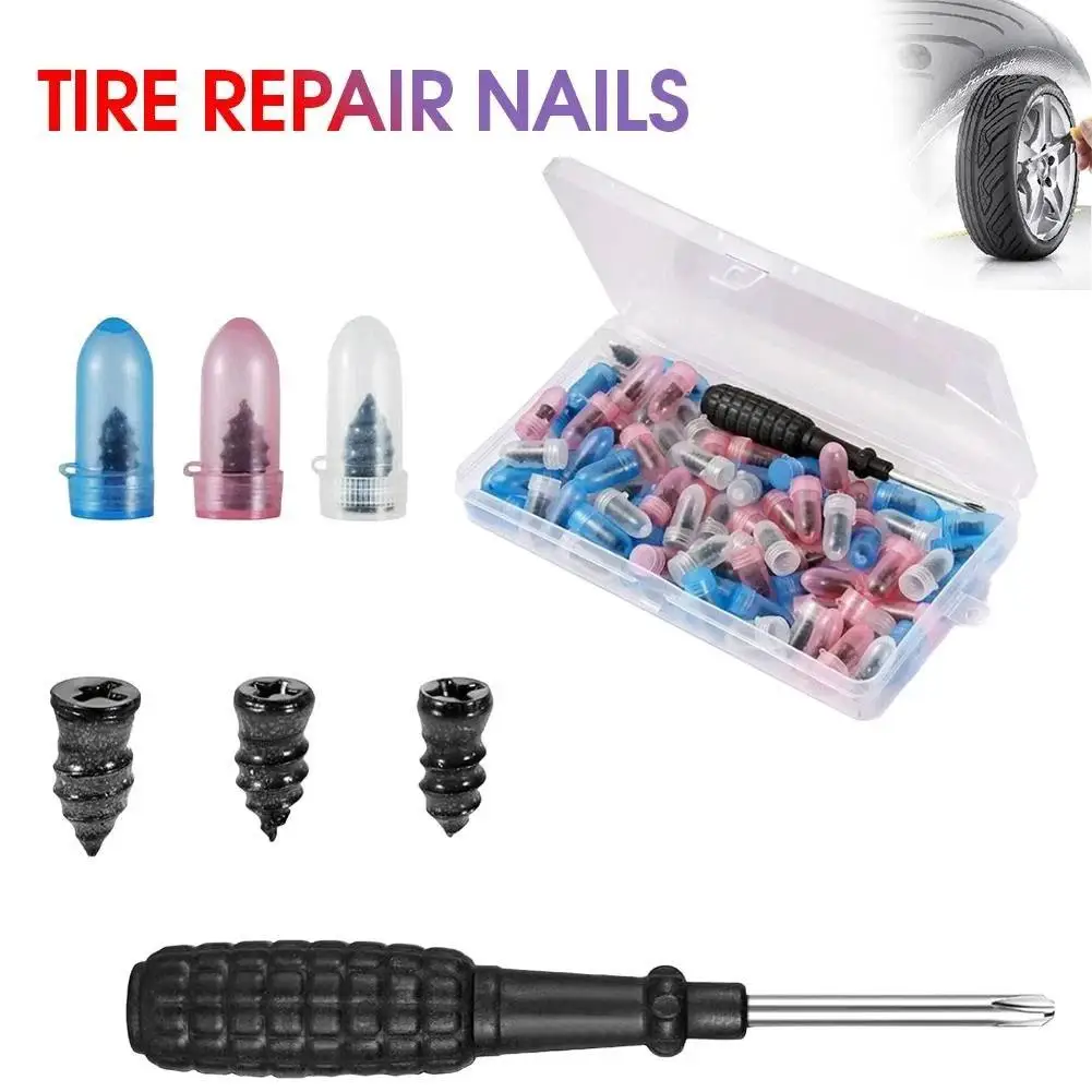

Rubber Nail For Tires, Bike Motorcycle Puncture Repair Kit With Screwdriver Vacuum Tire Rubber Nails Tire Repair Tools L5N3