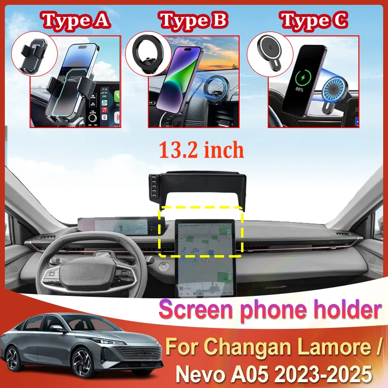 

13.2'' Car Screen Mobile Phone Holder For Changan Lamore Accessories Nevo A05 UNI-L 2023 2024 2025 GPS Bracket Navigation Stand
