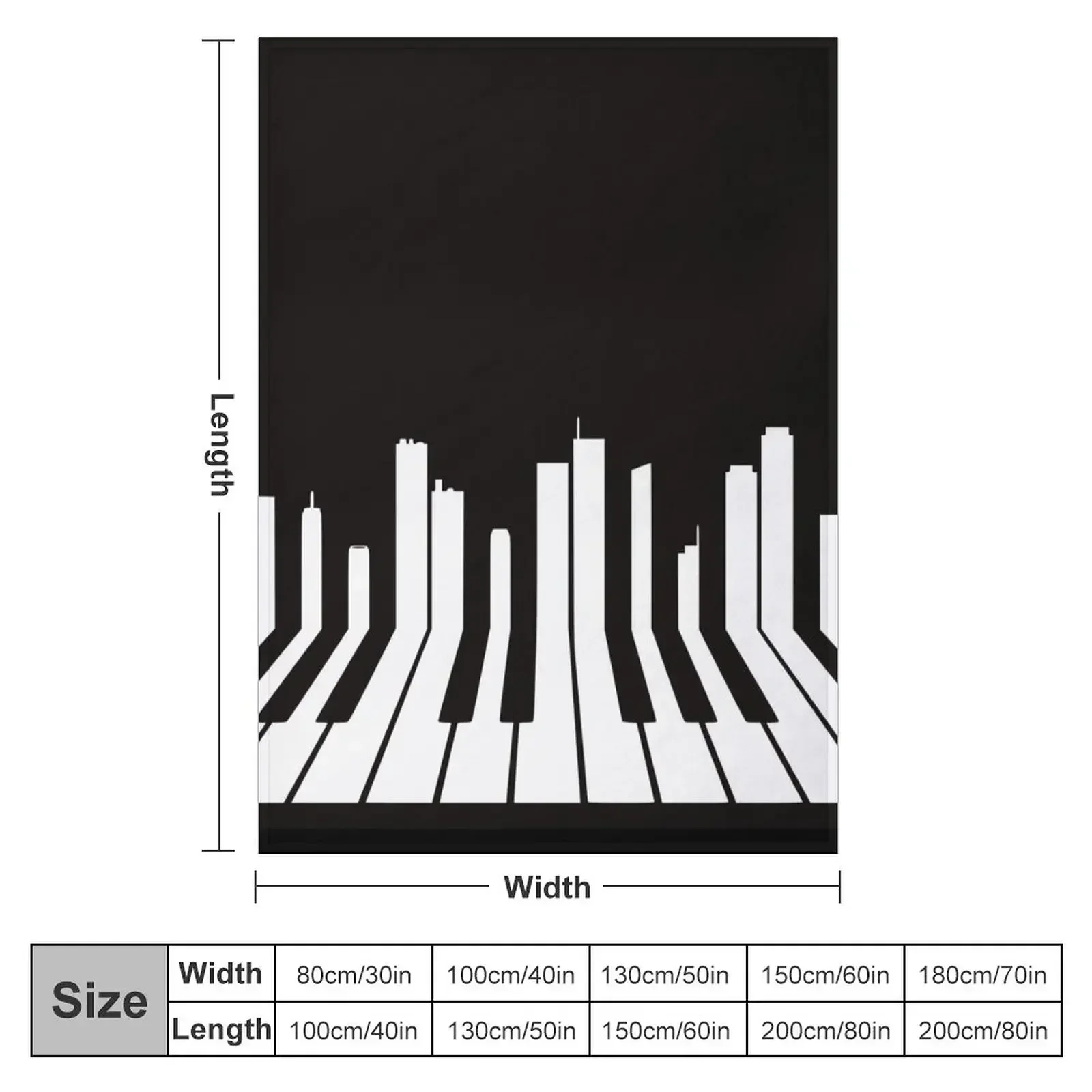 Piano City Music Throw Blanket couch cozy soft plush fuzzy picnic outdoor blanket