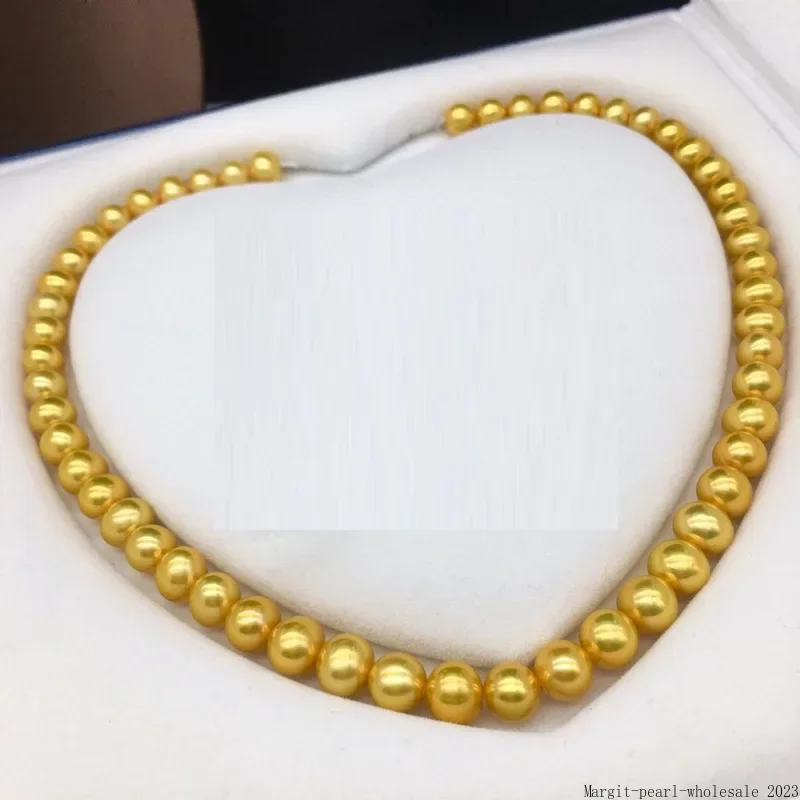Encantador collar de perlas de 8-9mm para mujer, perlas casi redondas de oro fino, joyería de plata de ley 925, regalos para fiesta de boda