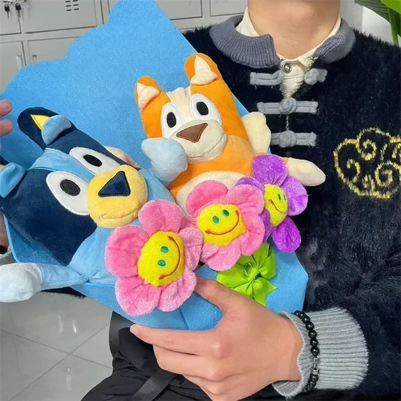 Kawaii Cartoon Bluey Bingo Plush Doll Bouquet Valentines Day Birthday Holiday Surprise Creative Cute Plush Gifts Children Adults