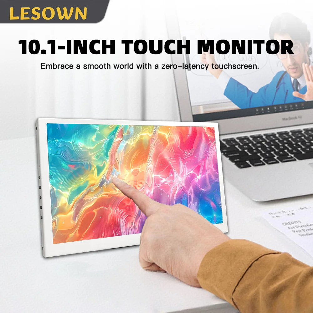 LESOWN 10.1 Inch 1024x600 IPS LCD Ultra-Portable Mini Display External Monitor for Laptop PC Mobile Devices Gaming Productivity