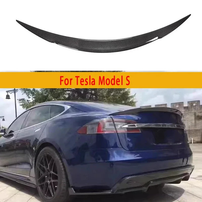 For Tesla Model S 2017  V style Carbon Fiber Tail fins Rear Trunk Spoiler Guide Wing Rear Wing Diverter Car Accessories Body Kit