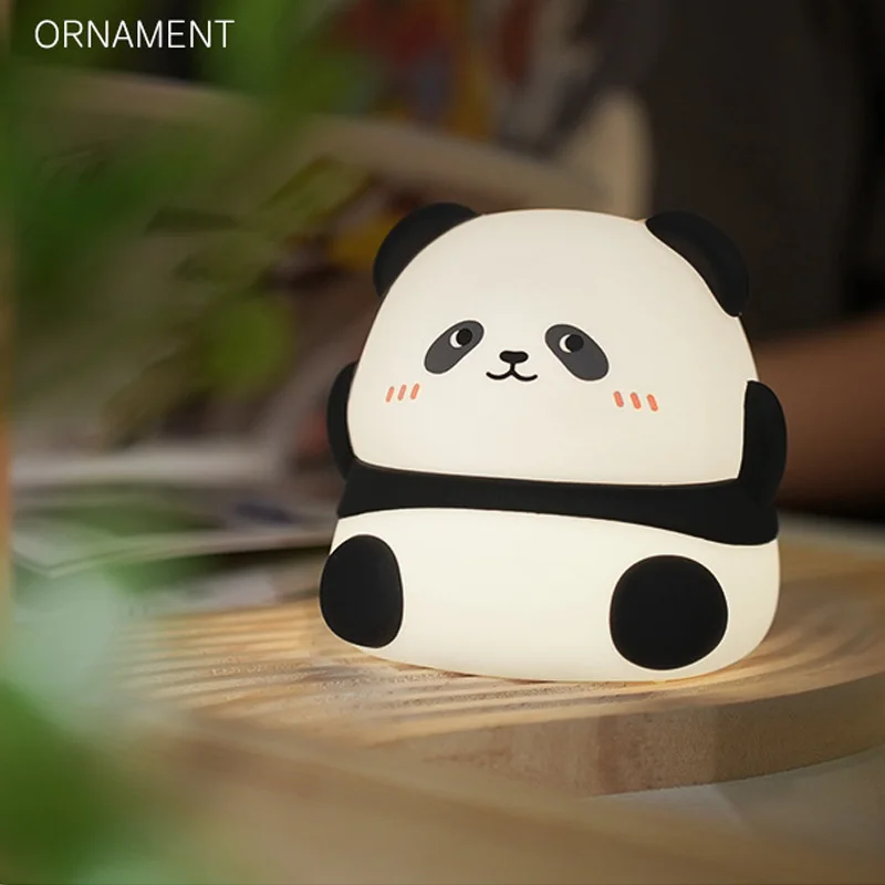 Panda Silicone Pat Lamp Holiday Birthday Gift Bedroom Bedside Sleeping Ambient Lamp Sleeping Companion Eye-care Night Lights