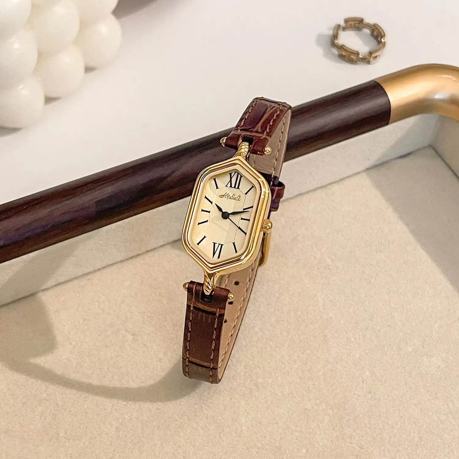 Vintage Roman Digital Luxury Watch for Women, Waterproof Leather Strap, High Quality Elegant Quartz Women's Watches Gift Clock