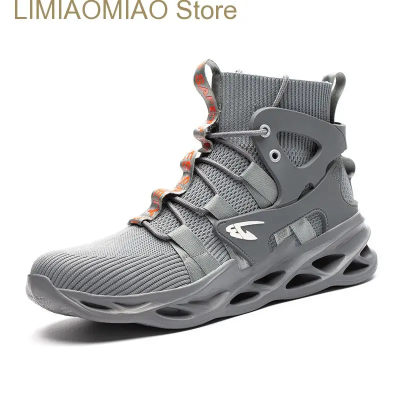 Big Size Work Sneakers Safety Shoes Puncture Proof Anti-Smashing Round Steel Toe Non-Slip Mesh Ankle Boots Breathable Fashion