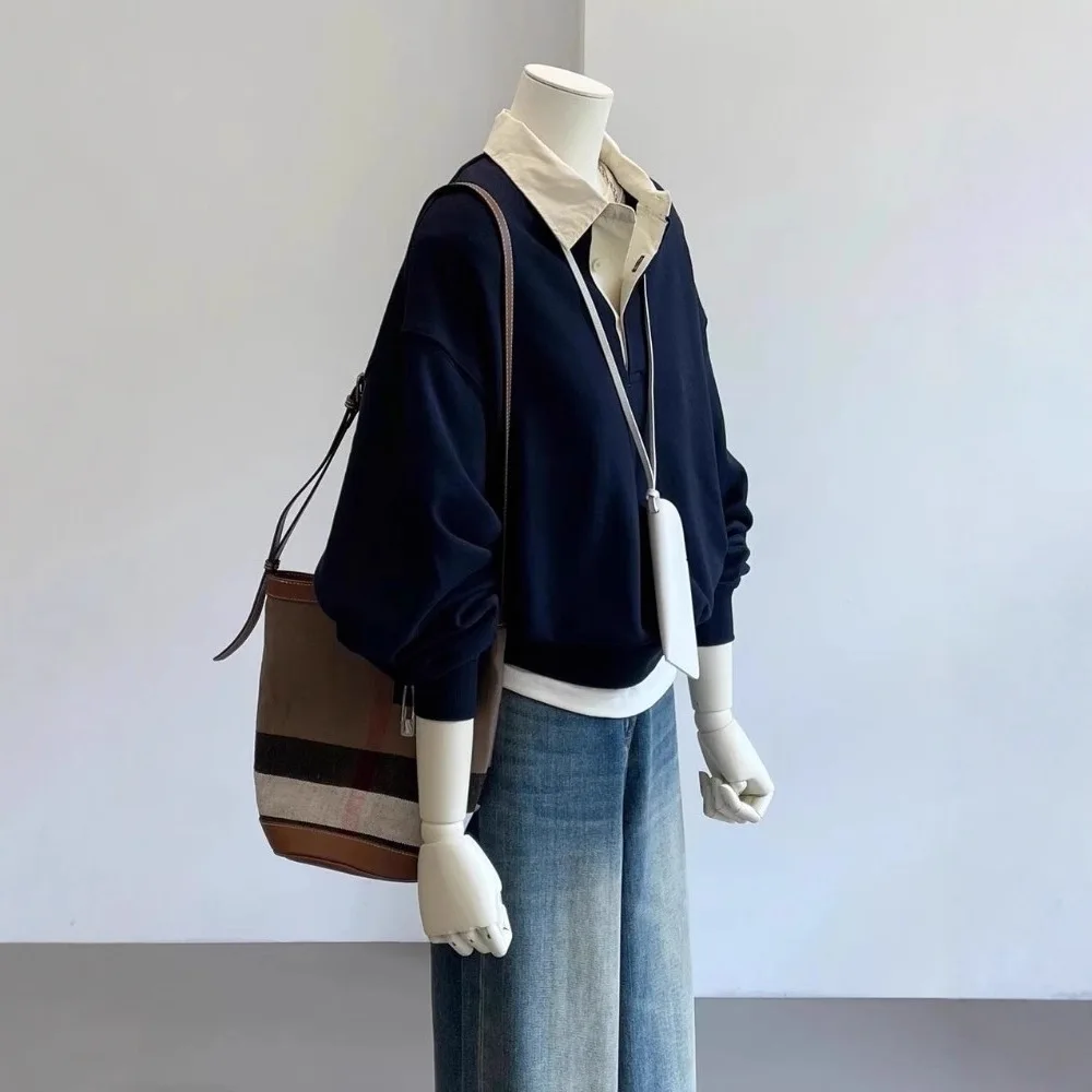 2025 High-end Sense Style Fashion Niche Design Sense Blue Two-piece Sweater